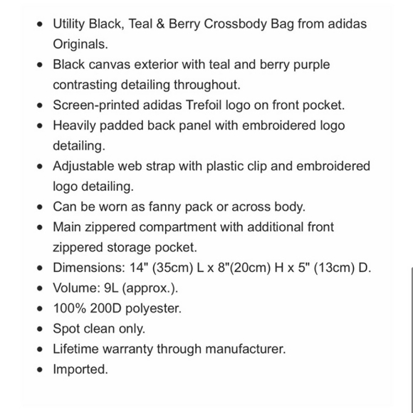 Adidas | Originals Utility Crossbody Bag | NWT - Picture 6 of 12